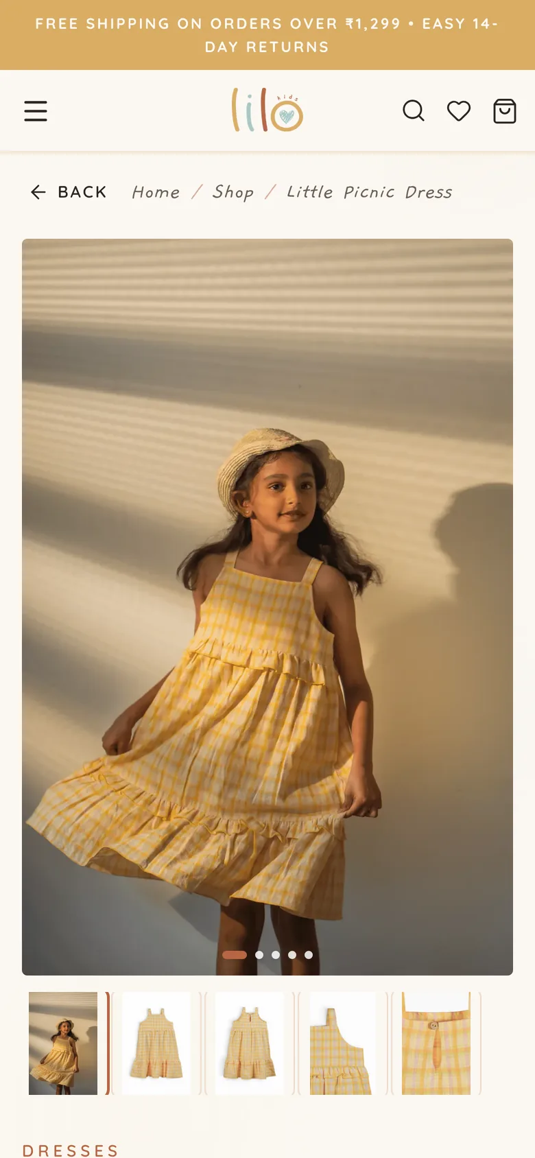 LILO Kids product page on a phone